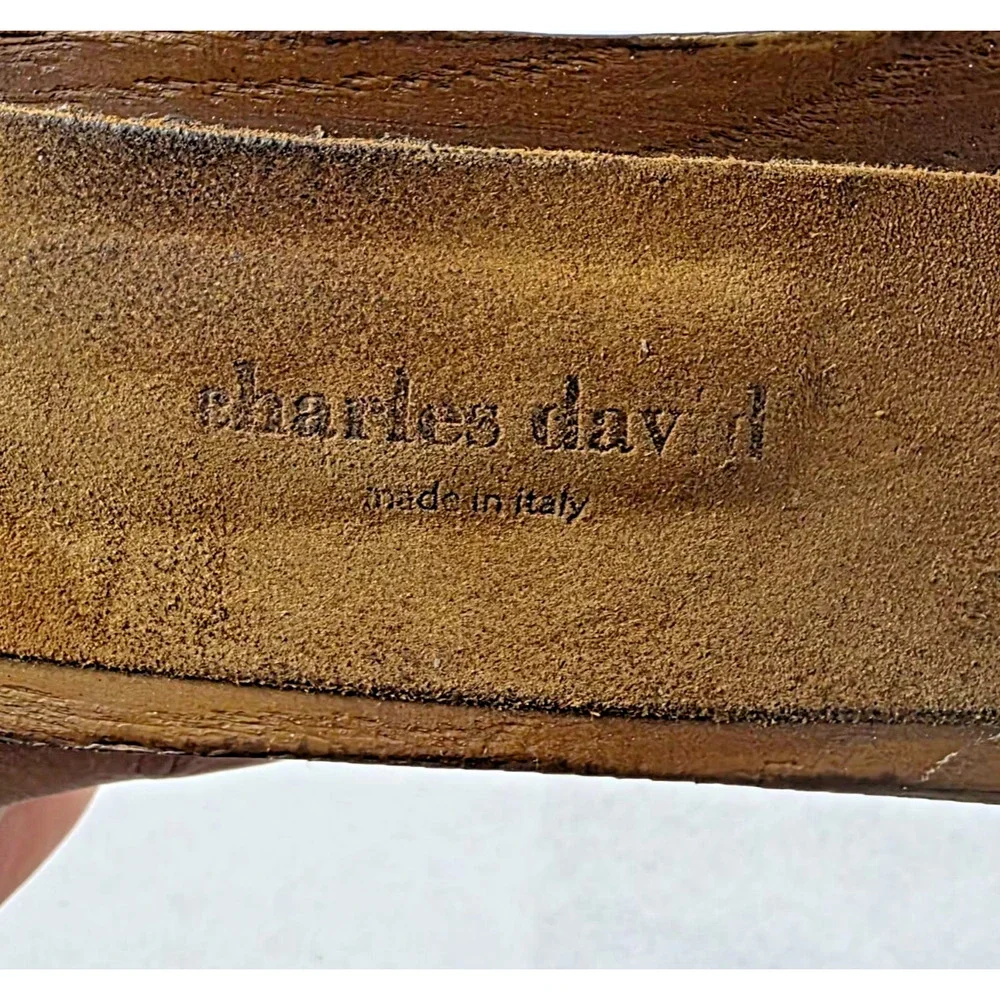 Vintage 90s Charles David Brown Suede Wood Platform Mules Clogs Sz 40 Made italy